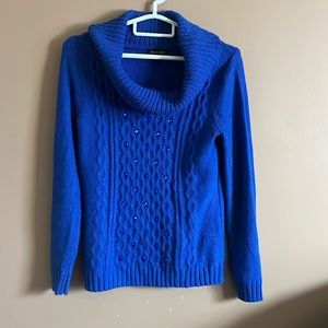 Colbalt blue sweater cowl neck